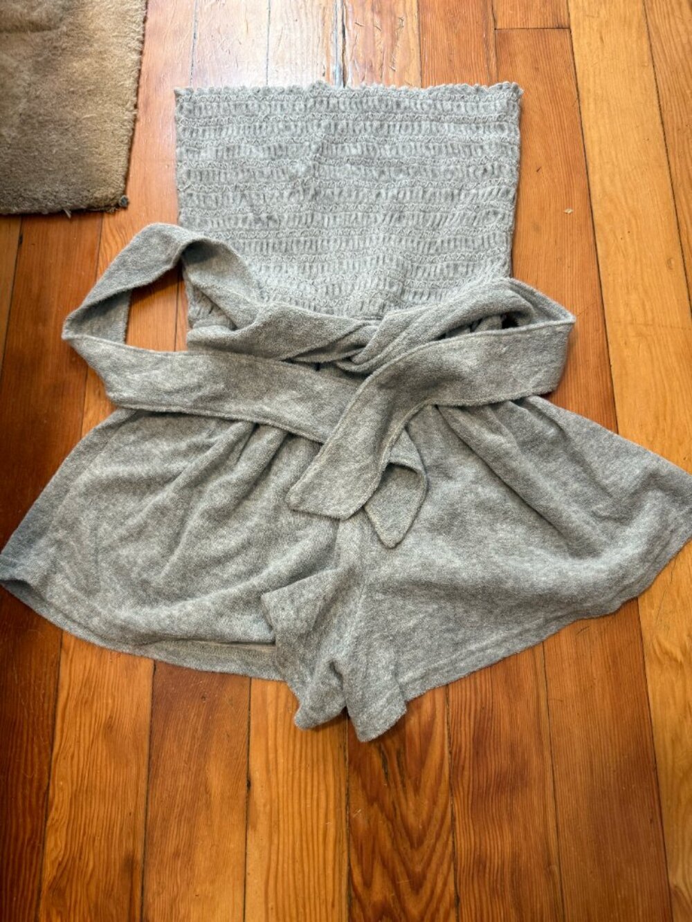 Juicy Couture Grey Smocked Strapless Romper